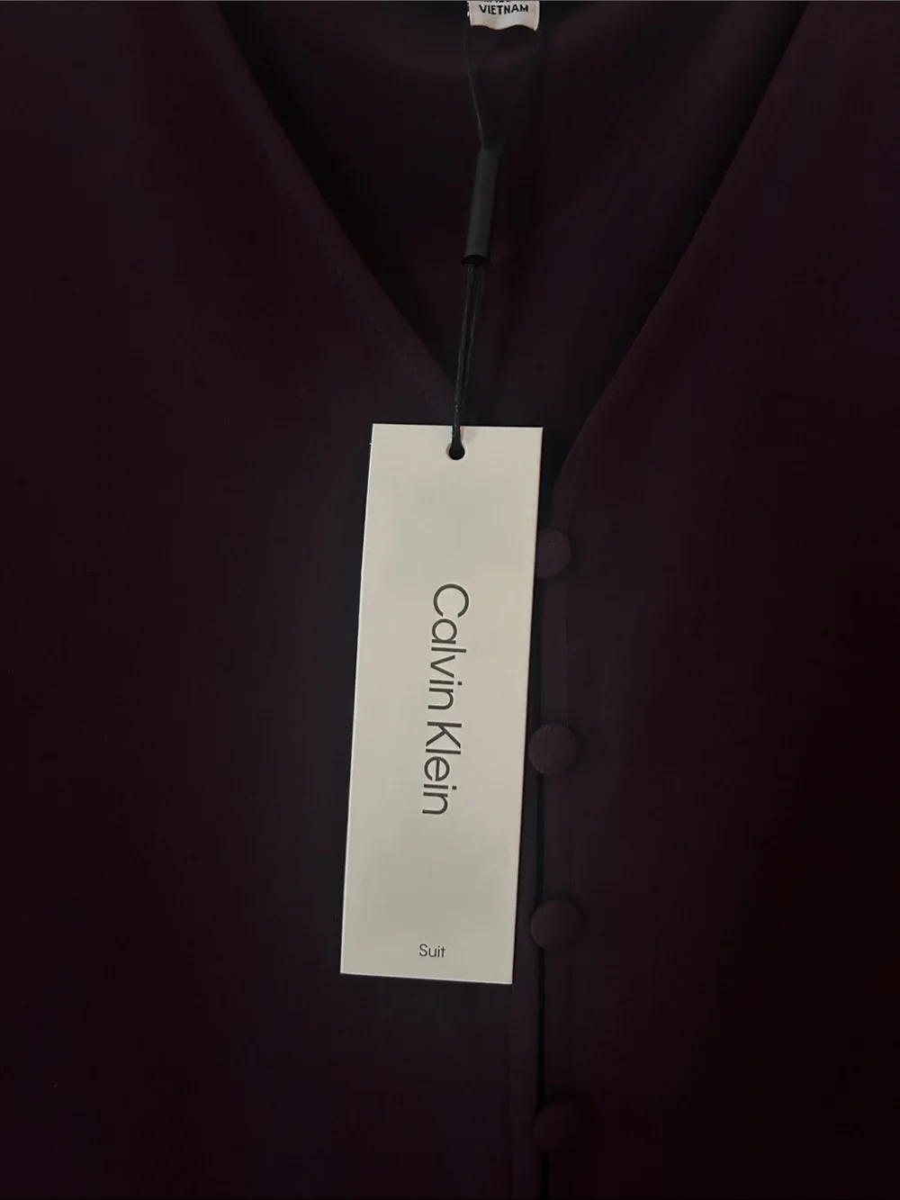 Calvin Klein Deep Plum Faux Button-Front Short Sleeve Blouse - Picture 3 of 3